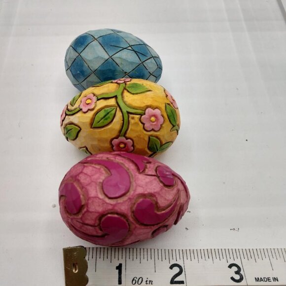 Colorful Three (3) Jim Shore Easter Eggs - Picture 1 of 4